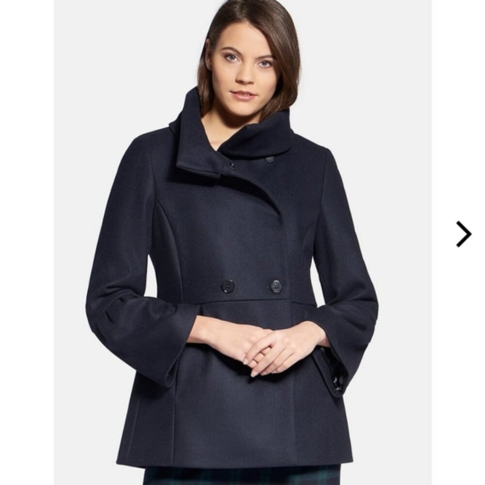 HPVia Spiga 100% Wool Babydoll Pea Coat